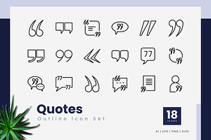 Quotes Outline Icons, an Outline Icon by Zeer Graphic