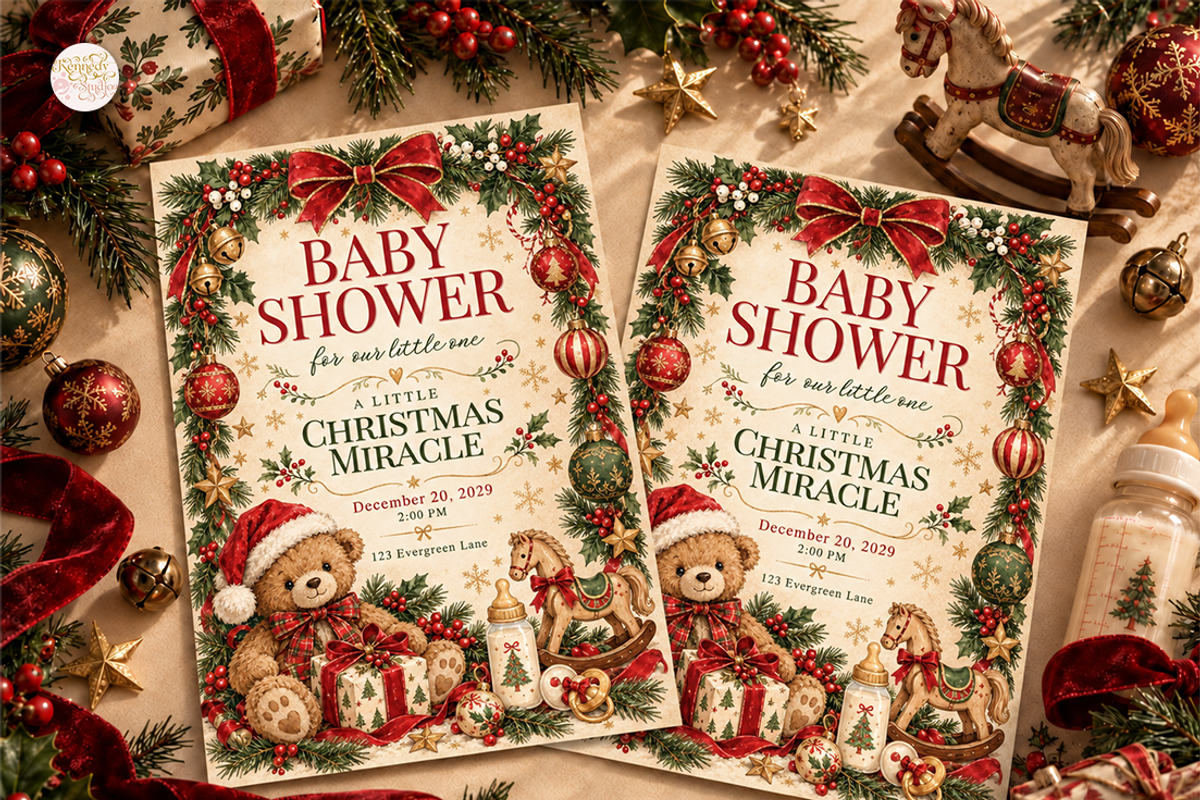 Christmas Baby Shower Bundle Canva, a Marketing Template by KennedyStudio (Photo 14 of 22)