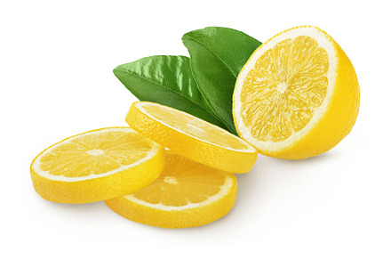 Ripe lemon slices isolated on white, a Food & Drink Photo by NataPhoto