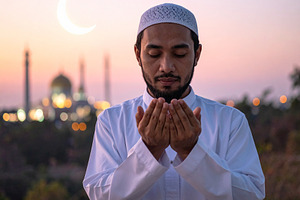 Serene ramadan prayer medium shot portrait, a Person Photo by DanFLCreativo