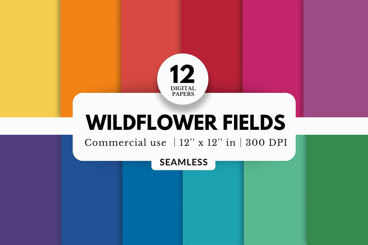 12 Wildflower Fields Digital Papers, a Background Graphic by NorthWindPixels (Photo 1 of 4)