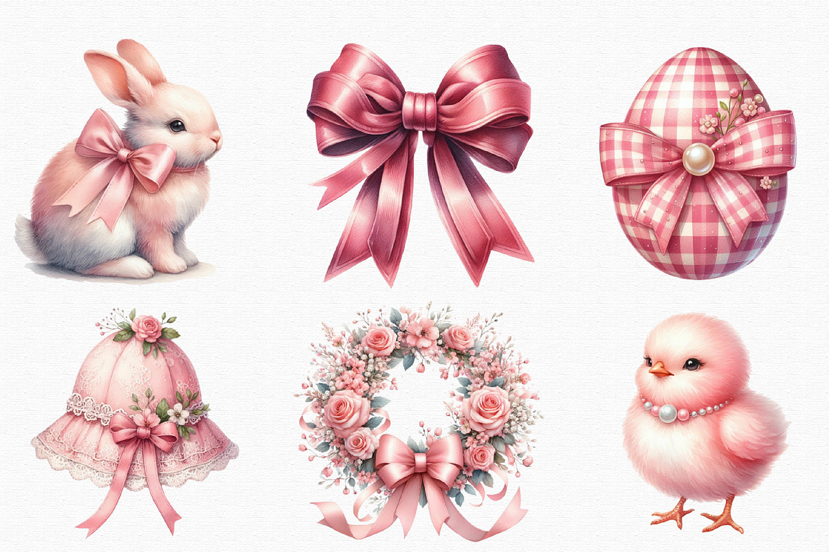 Pink Coquette Easter Clipart, an Illustration by SinaCreation (Photo 5 of 5)