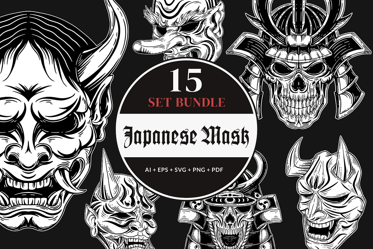 15 Set Japanese Demon Mask Skull, an Illustration by Morspective (Photo 1 of 17)