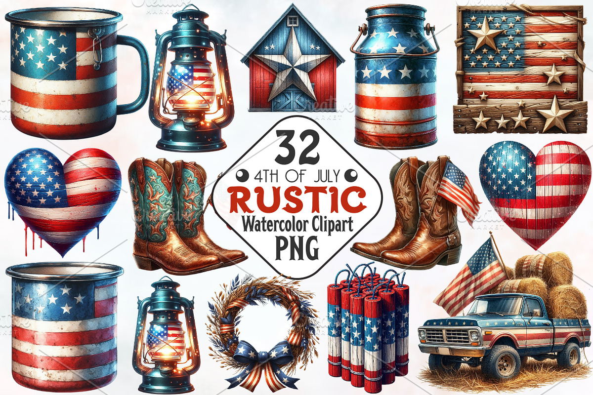 Rustic 4th of July Clipart, an Illustration by RobertsArt (Photo 1 of 7)