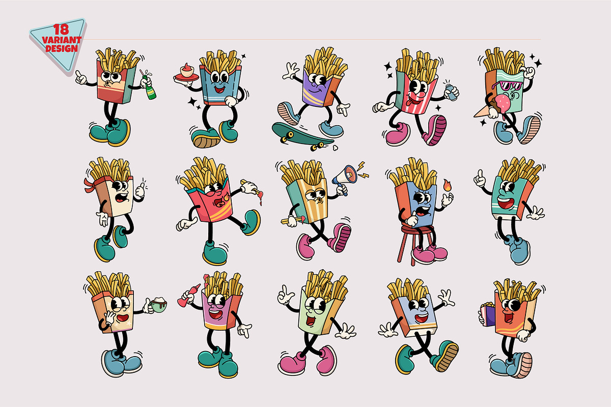 18 Traditional French Fries Mascot, a Food Illustration by Allmostudio (Photo 1 of 5)