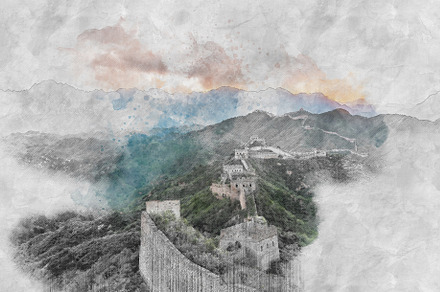 Watercolor great wall of china