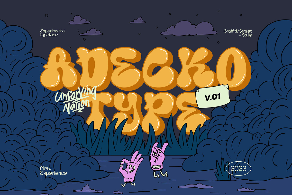 Adecko - Graffiti Display Font, a Font by Uncarving (Photo 1 of 9)