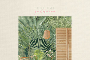 Tropical Vintage Jungle Palm Leaves