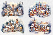 Christmas Village Clipart Design, an Illustration by Moon Studio (Thumbnail 2 of 11)