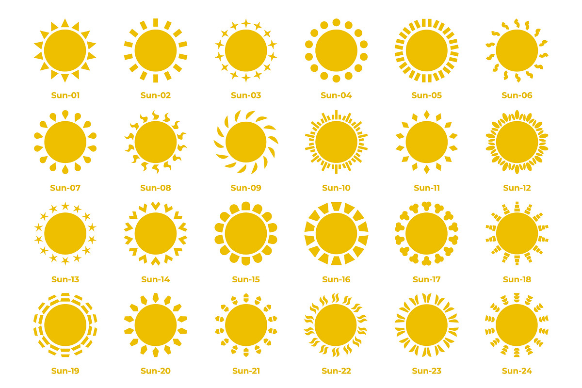 24 Sun Icons Set, an Object Graphic by romanlypovyi (Photo 3 of 4)