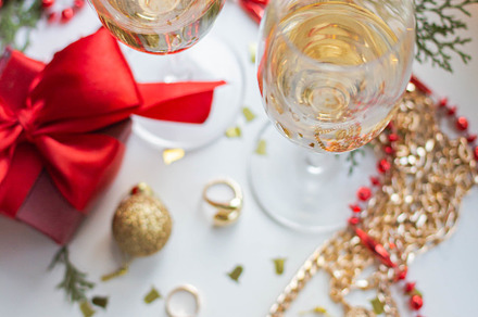 Champagne glasses and red details, a Holiday Photo by Arymer