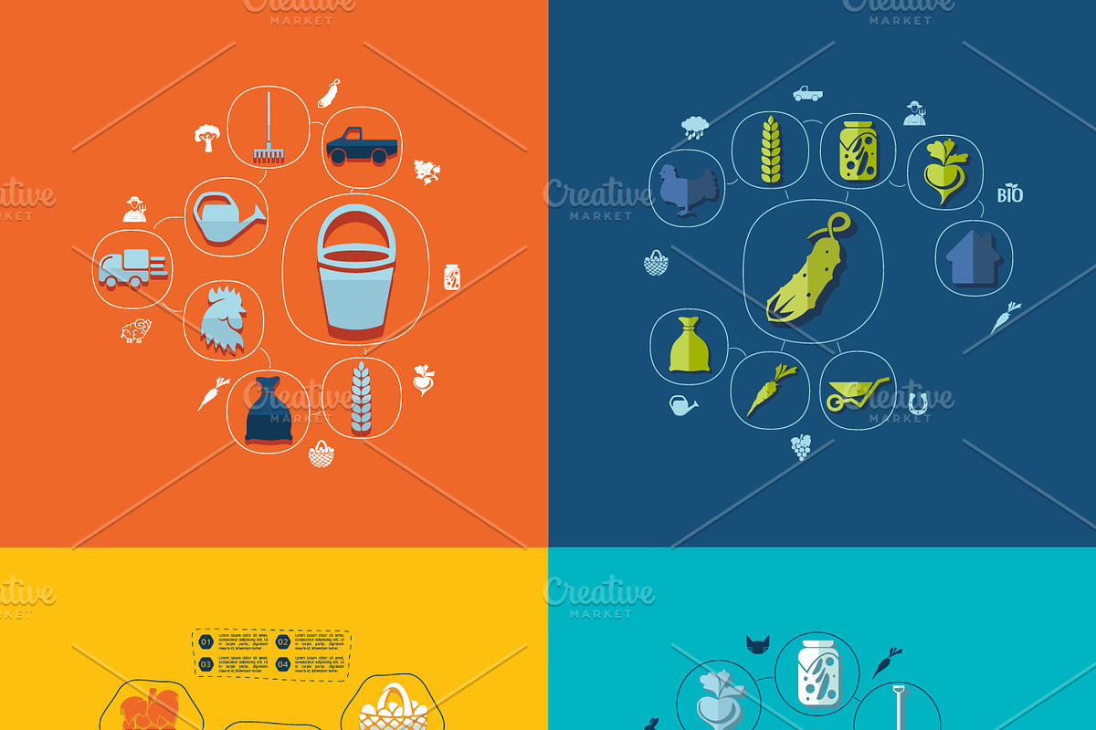 9 AGRICULTURE flat infographics, a Presentation Template by Palau (Photo 2 of 5)