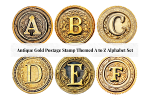 Antique Gold Stamp Alphabet Letters