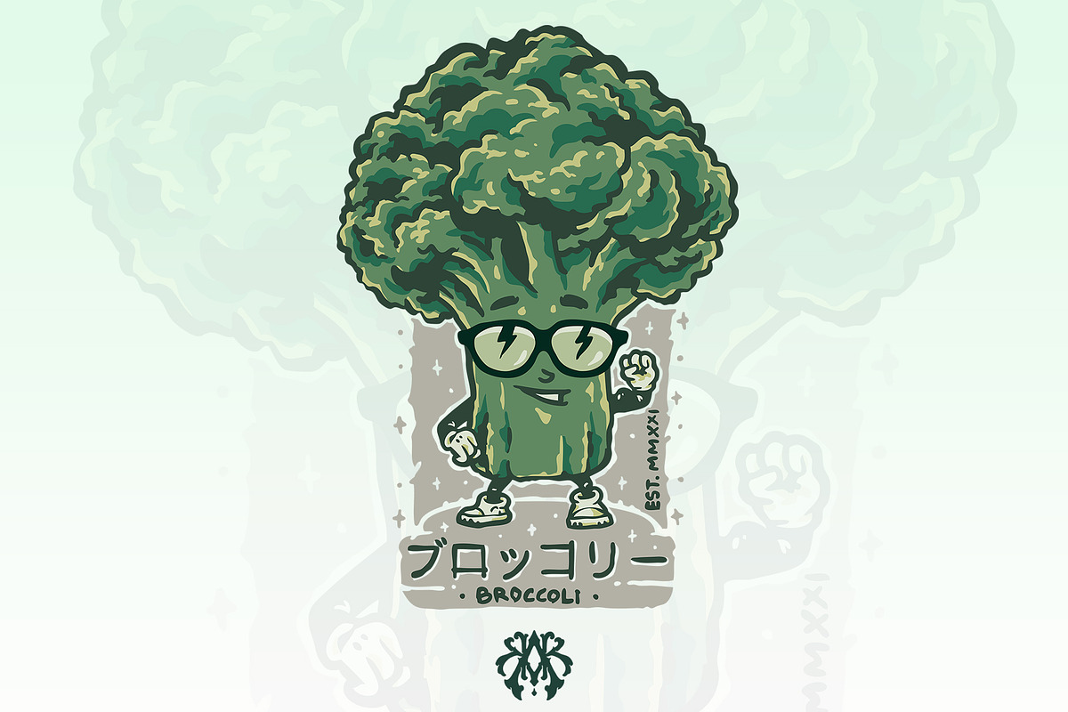 Cute Japanese Cartoon Broccoli, a Food Illustration by Krizvector Artwork Shop (Photo 1 of 3)