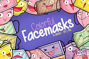 Cute Colorful Facemasks Characters, a Healthcare Illustration by Jocularity Art (Thumbnail 1 of 3)