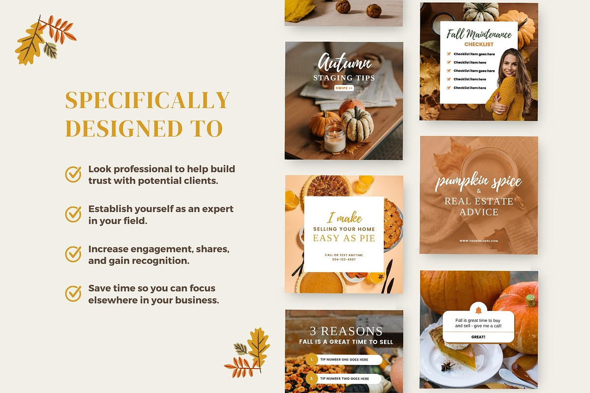 Fall Real Estate Instagram Posts, a Social Media Template by Ciera ...
