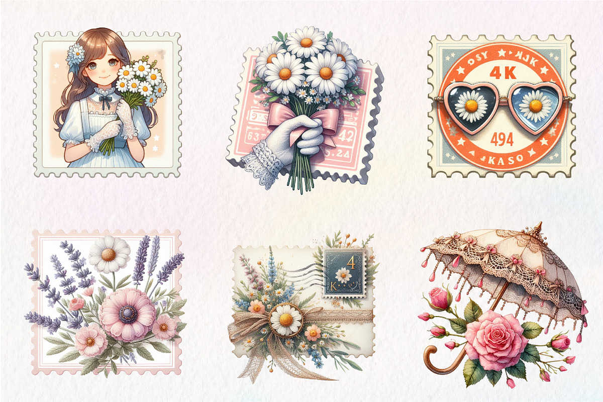 Coquette Summer Postage Stamp, an Illustration by CreationArt (Photo 9 of 9)