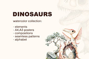 Watercolor dino. Patterns, Clip Art, an Animal Illustration by Pattern + watercolor (Thumbnail 2 of 15)