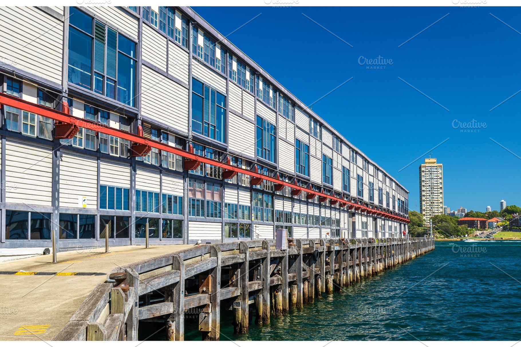 Warehouse offices on the waterfront of dawes point in sydney containing, an Architecture Photo by Leonid Andronov