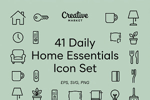 41 Daily Home Essentials Icons