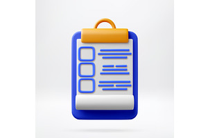 3D Clipboard with checklist and, an Object Illustration by Abscent