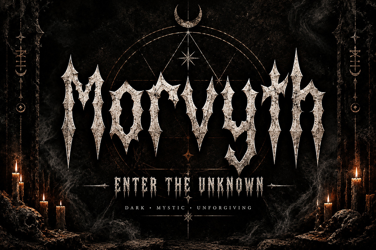 Morvyth — Dark Gothic Display Font, a Blackletter Font by Wow Magic (Photo 4 of 5)