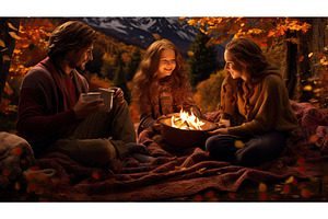 warmth cozy family fall ai generated, a Person Photo by pikepicture