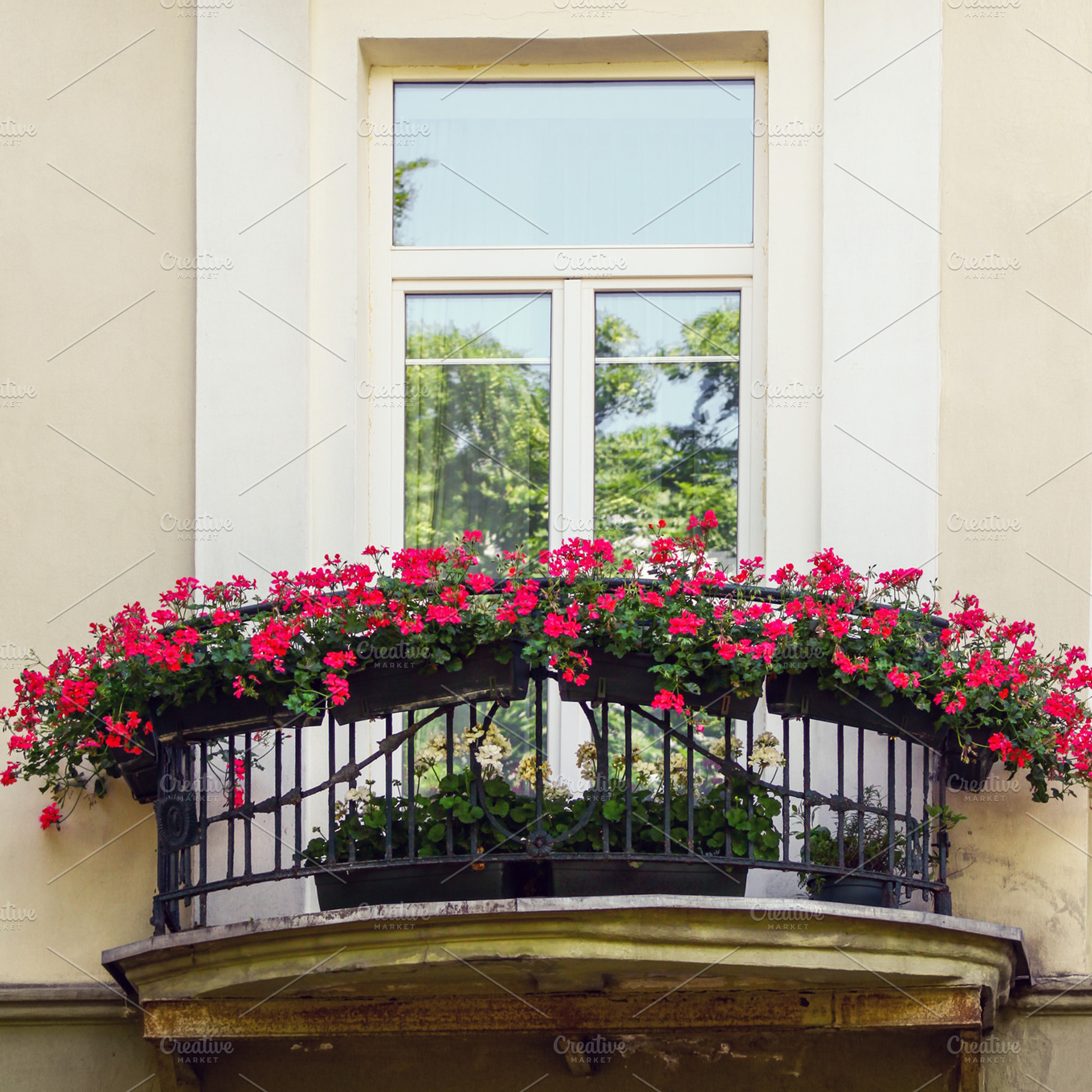 Balcony with red flowers, an Architecture Photo by BOOCYS