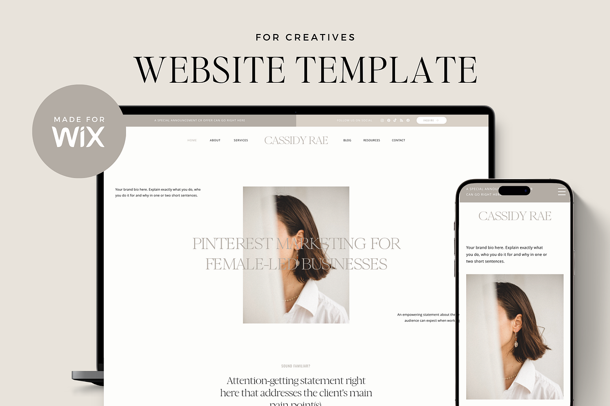 Minimalist Website for Services, a Wix Template by Ton Rêve Design Studio (Photo 1 of 7)