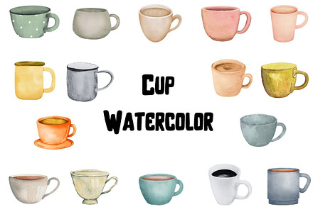 Watercolor Cup Clipart, an Illustration by Awieee1