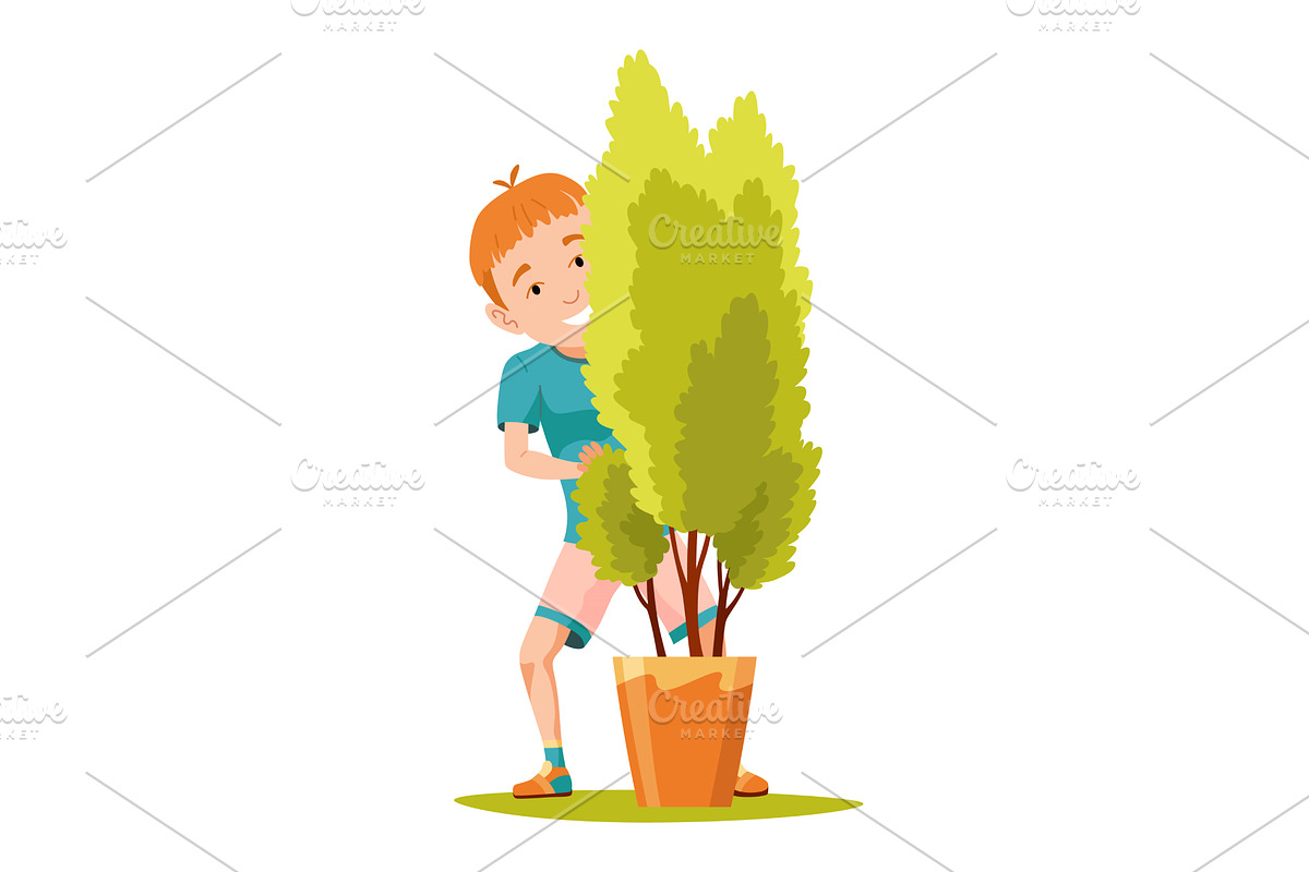 Kid playing hide and seek. Playing, an Illustration by the8monkey