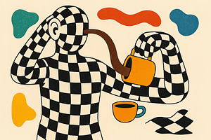 Checkerboard pattern surrealism art, a Photo by Dvoevnore photos