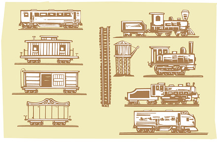 Woodcut Locomotives