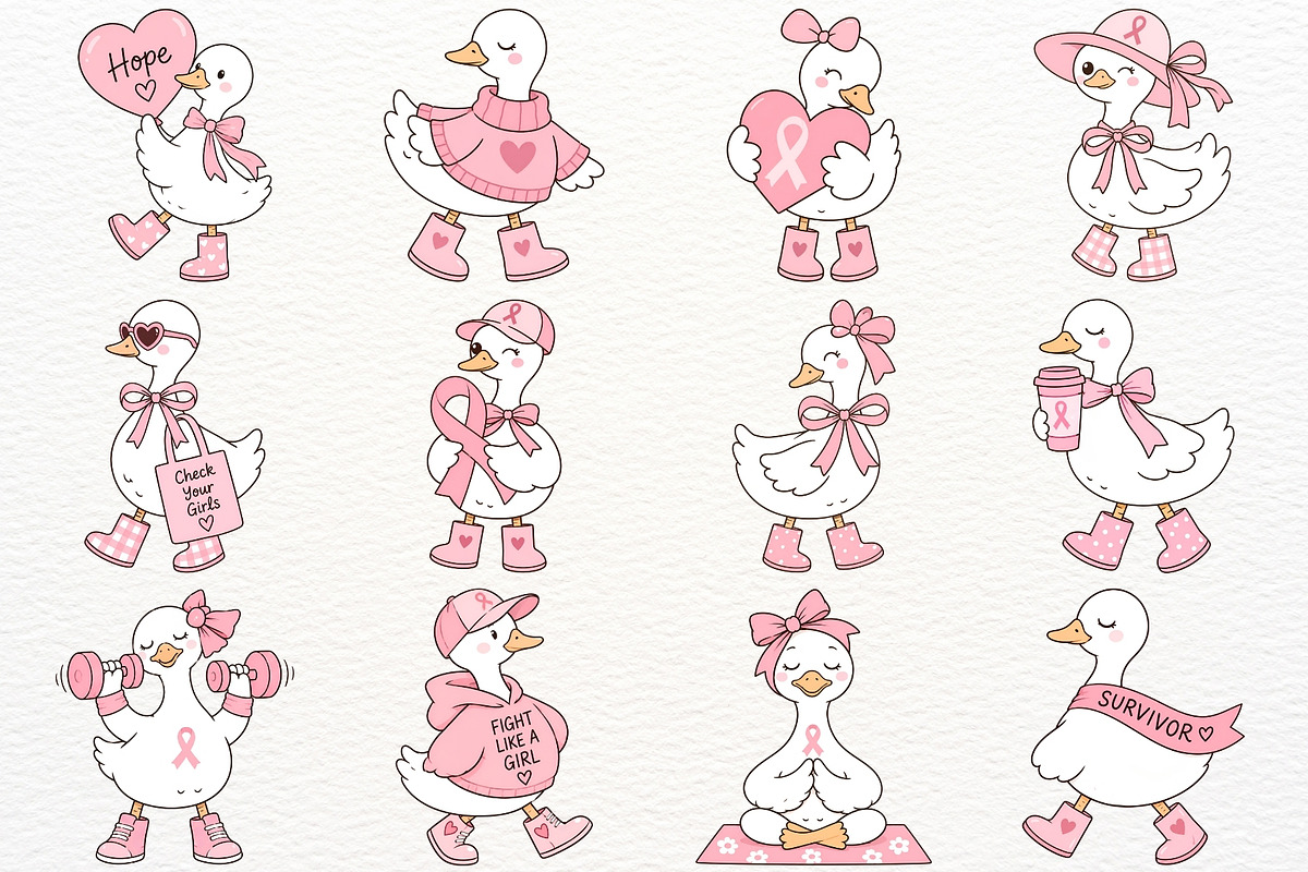 Breast Cancer Awareness Silly Goose, a Healthcare Illustration by SugarCloudStudioArt (Photo 3 of 4)