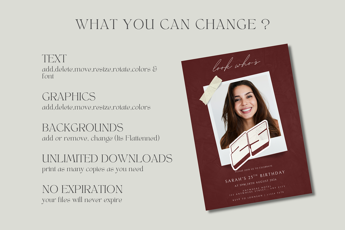 25th Birthday Invitation Template, an Invitation Template by InvitingStorys (Photo 11 of 12)