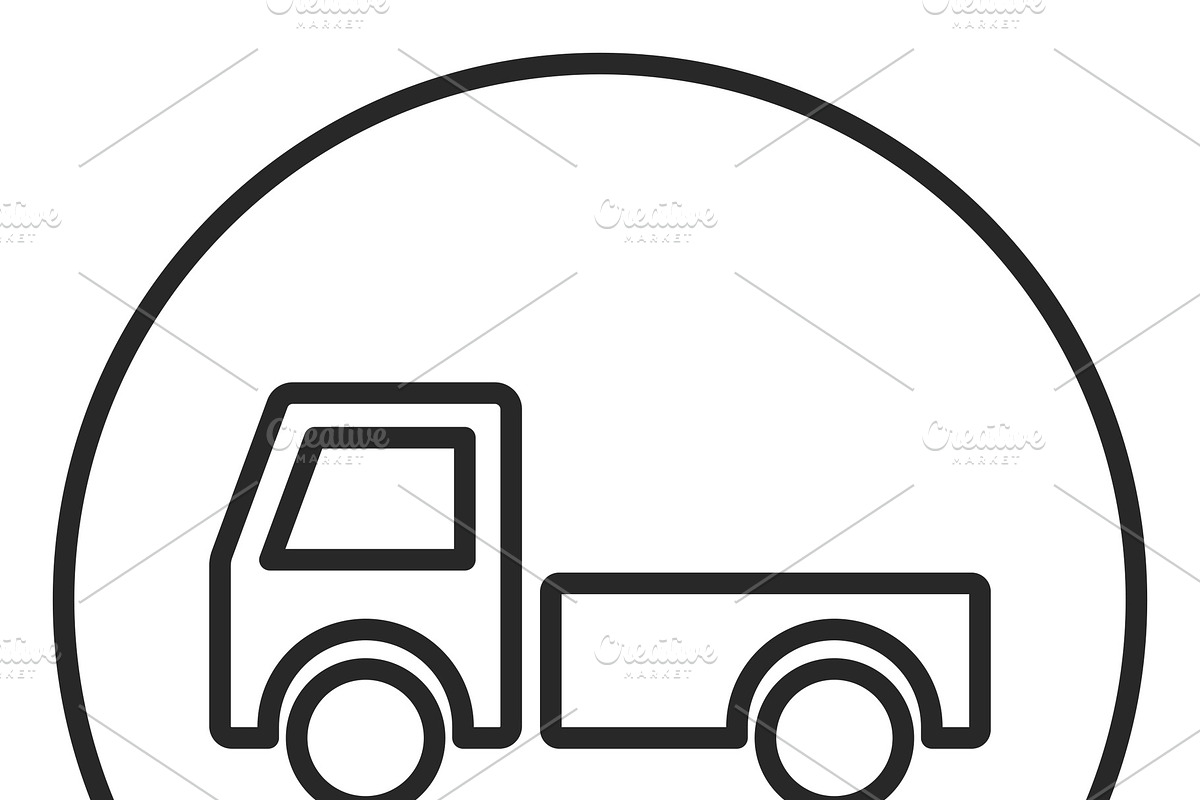 Truck stroke icon, logo illustration, an Object Illustration by YashkovskiyMD
