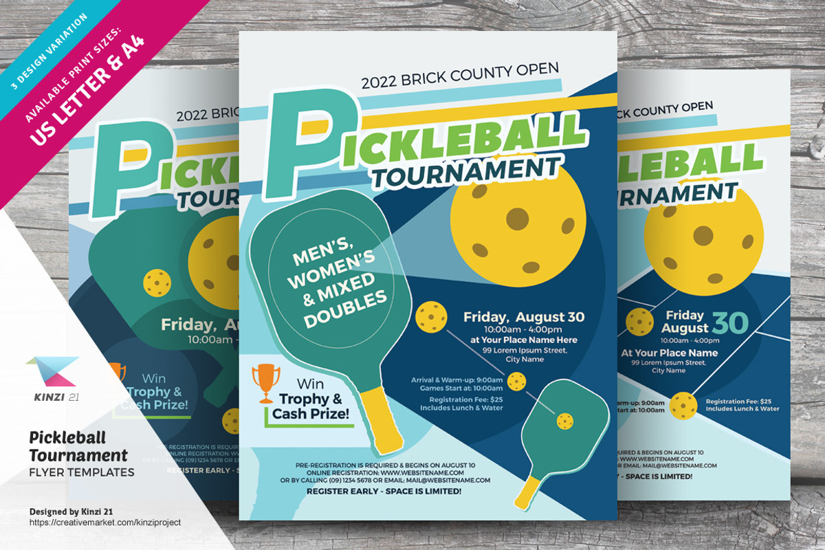 Pickleball Tournament Flyer Template, a Flyer Template by kinzi21 (Photo 1 of 4)