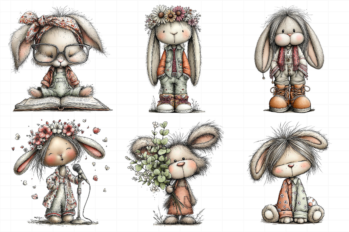 Boho Easter Bunny Clipart, an Illustration by Daily.Designs (Photo 4 of 8)