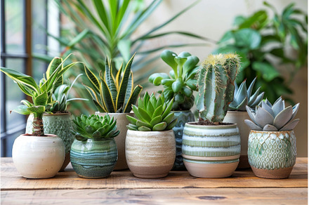Potted plants creating a relaxing, a Nature Photo by Ylivdesign