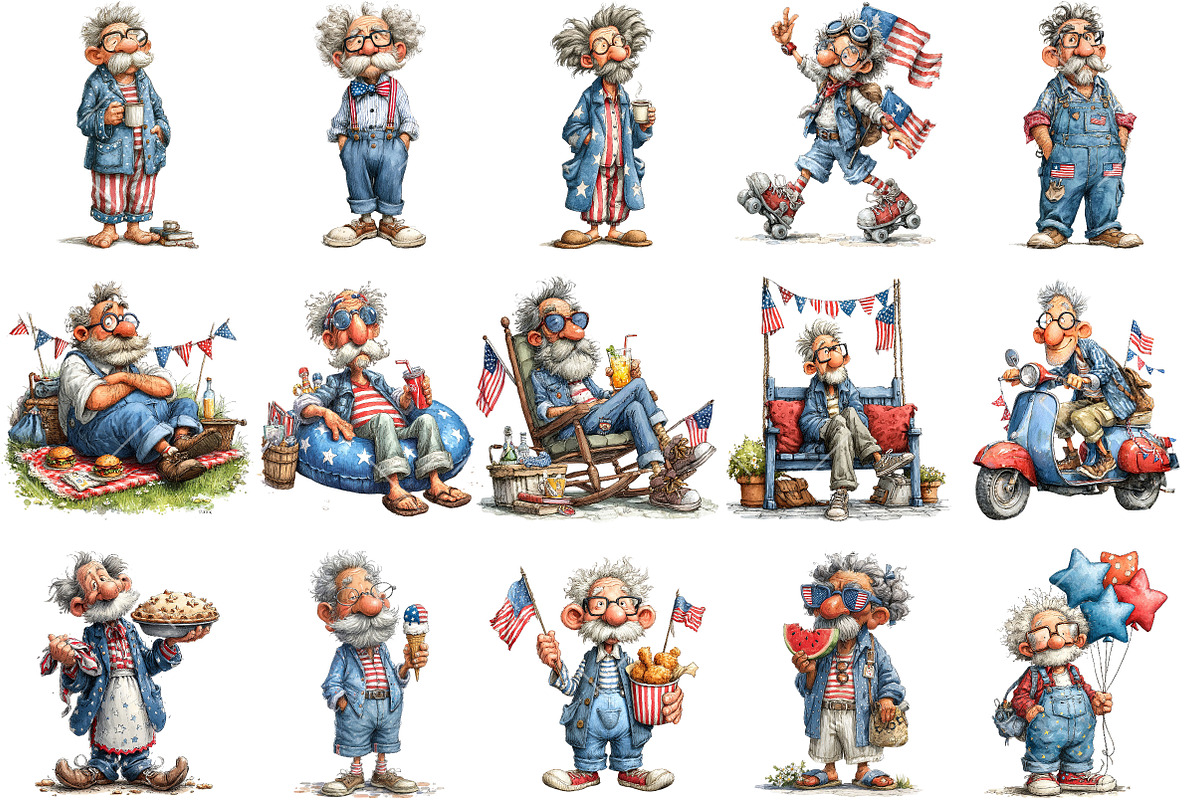 Whimsical 4th of July Grandpa Clipar, an Illustration by OK Design (Photo 3 of 6)