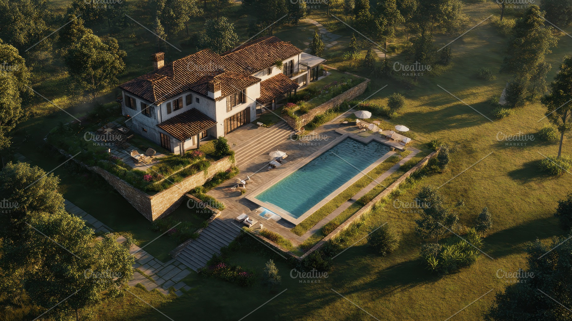 Luxury villa with swimming pool, a Photo by Pavel_design