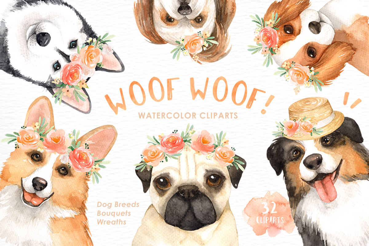 Woof Woof! Dogs Lover Cliparts, an Animal Illustration by everysunsun (Photo 1 of 5)