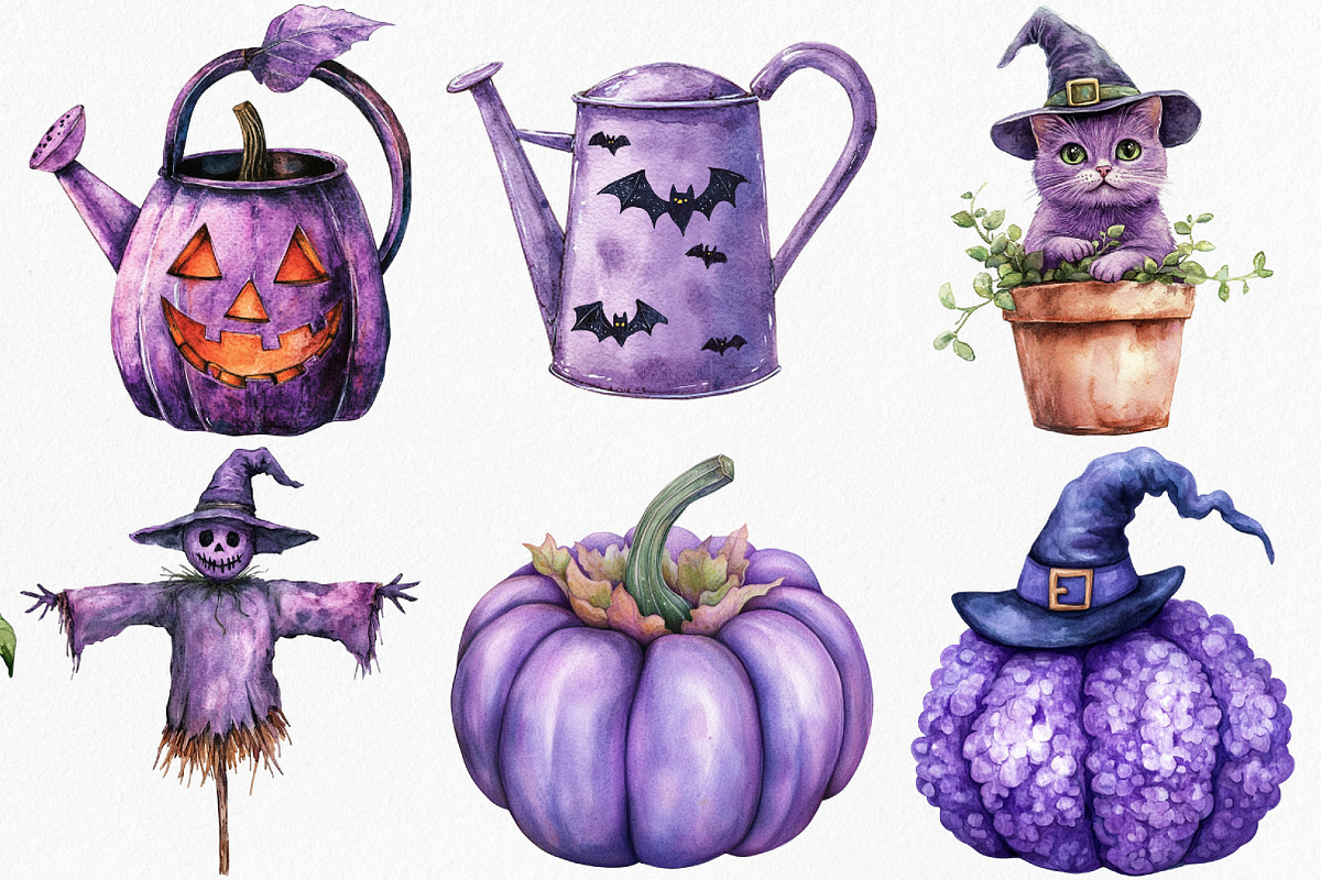 Purple Halloween Gardening Clipart, an Illustration by Canvas Craft (Photo 3 of 7)