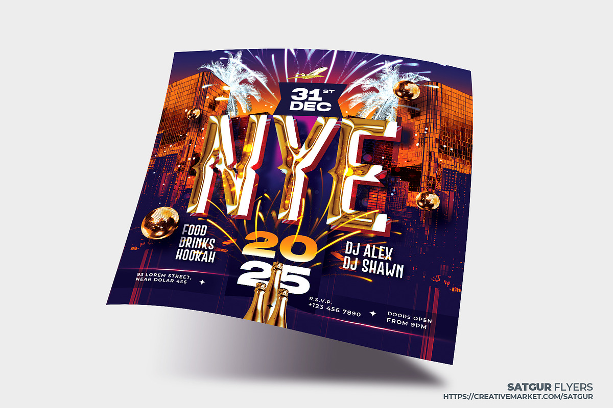 New Year Party Flyer Template, a Flyer Template by Satgur Graphic Design (Photo 4 of 4)