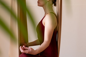Meditation process relaxation practice female yoga, a Person Photo by Photo Drive Studio