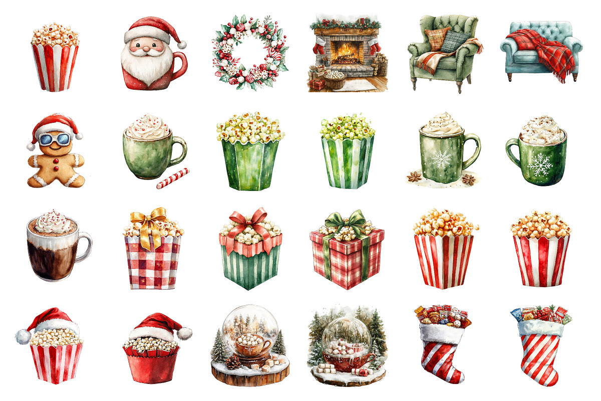Christmas Movie Night Clipart, an Illustration by SinaCreation (Photo 2 of 5)