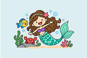 Mermaid Cartoon Character Underwater, a Person Illustration by Artpon Illustration (Thumbnail 1 of 3)