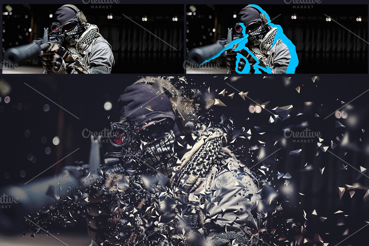 3D Polygon Shatter Photoshop Action, an Action Add-On by MockupSpace (Photo 5 of 7)