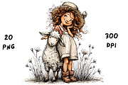 Whimsical Floral Girl & Lamb, an Animal Illustration by GiraffeCreative (Thumbnail 19 of 20)