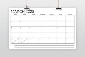 2025 8.5 X 14 Inch Calendar Template